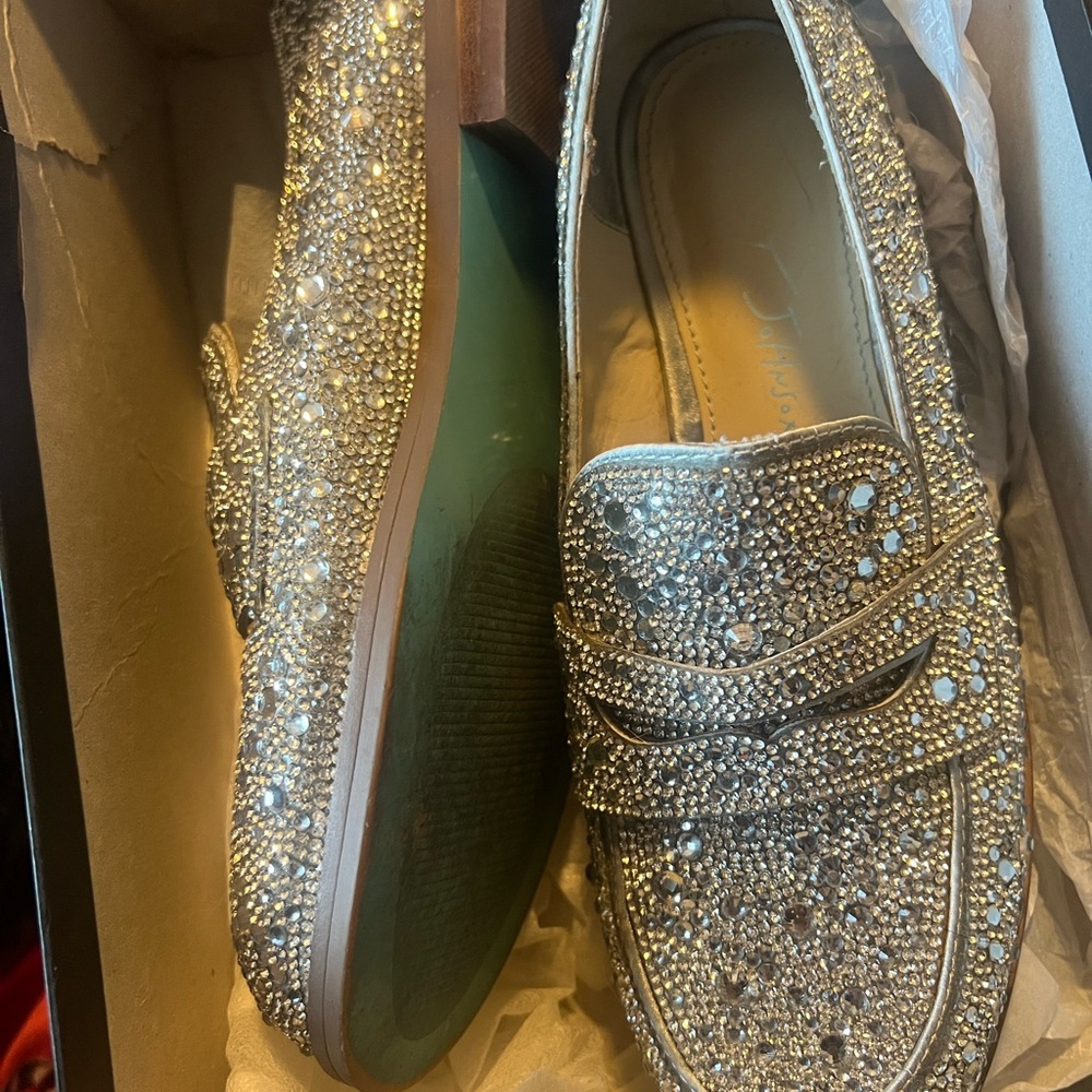 Betsey Johnson Silver Embellished Loafers